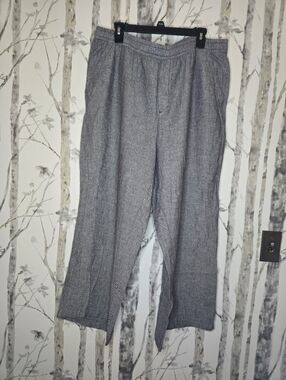 Old Navy High Rise Wide Leg Linen Pants Light Tone Chambray XL